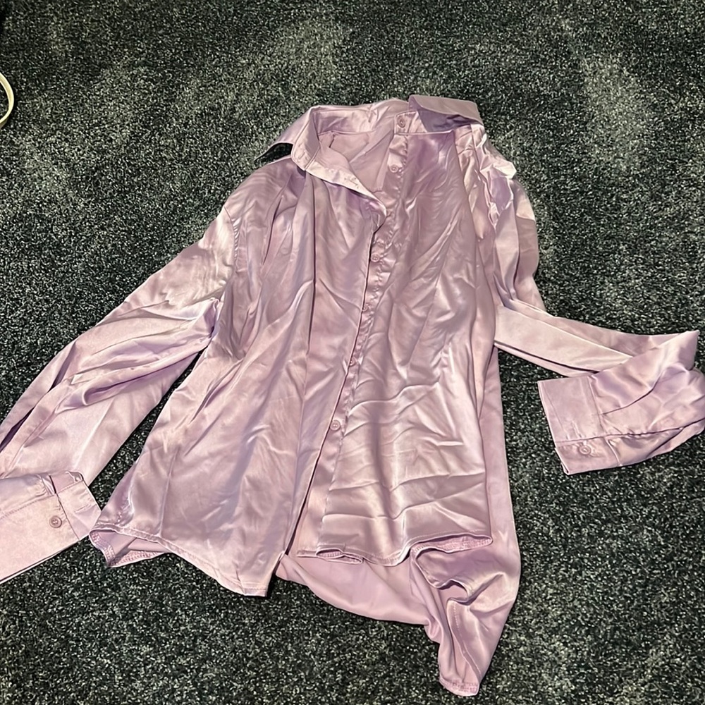Silky purple long sleeve! Worn once!